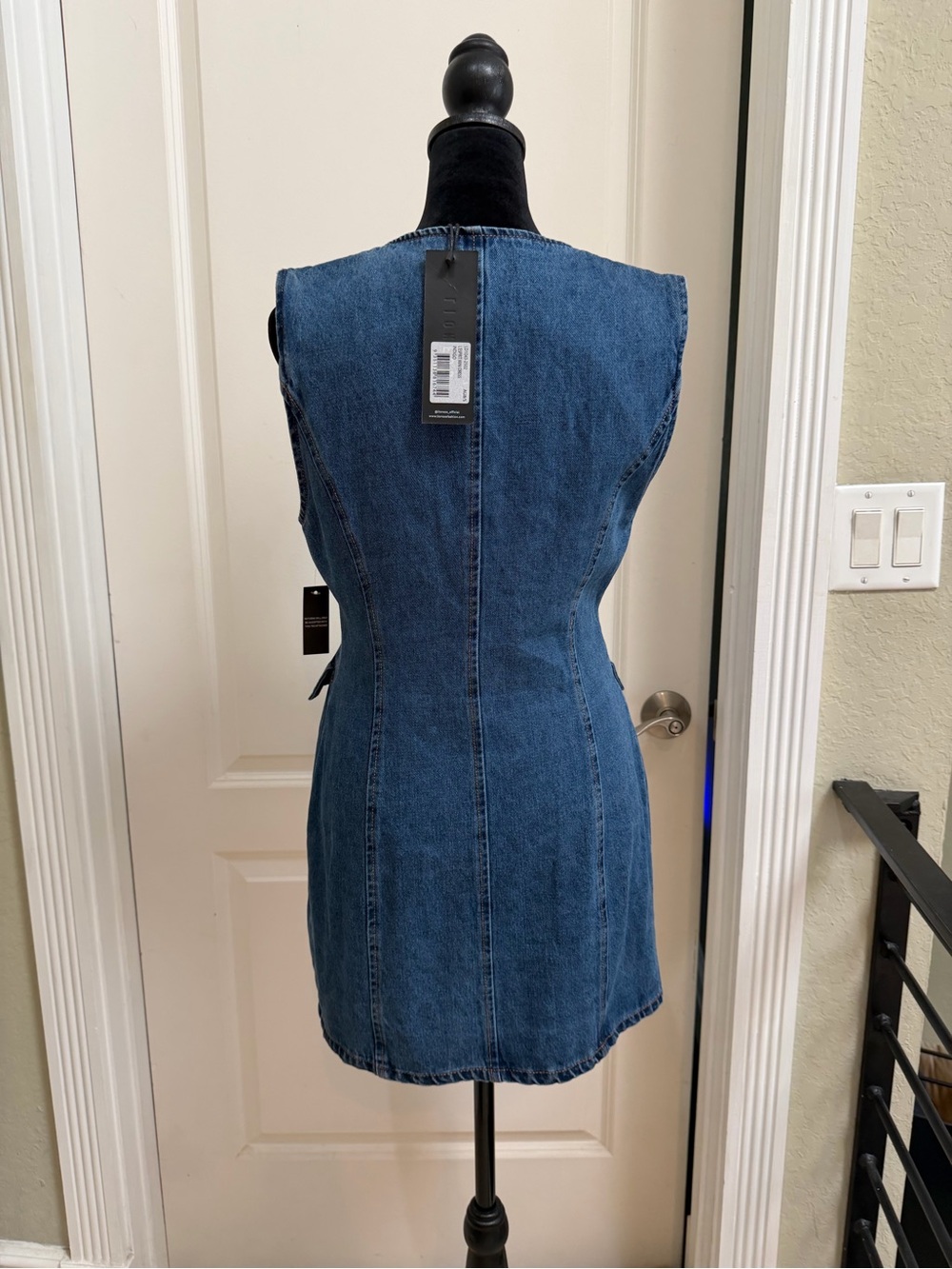 Lioness Dark Blue Double-Breasted Denim Mini Dress - Picture 3 of 4